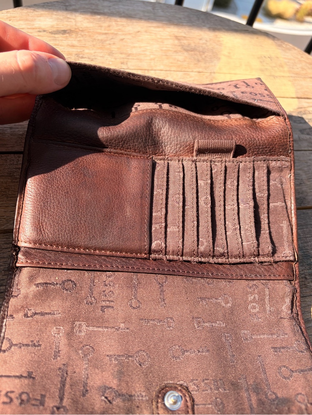 Vintage Fossil Brown Genuine Leather Flap Wallet Long Wallet - Picture 6 of 7